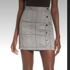 EUC J.O.A. Black and White Plaid Mini Skirt